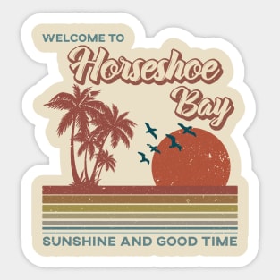 Horseshoe Bay Beach - Horseshoe Bay Beach Retro Sunset Sticker